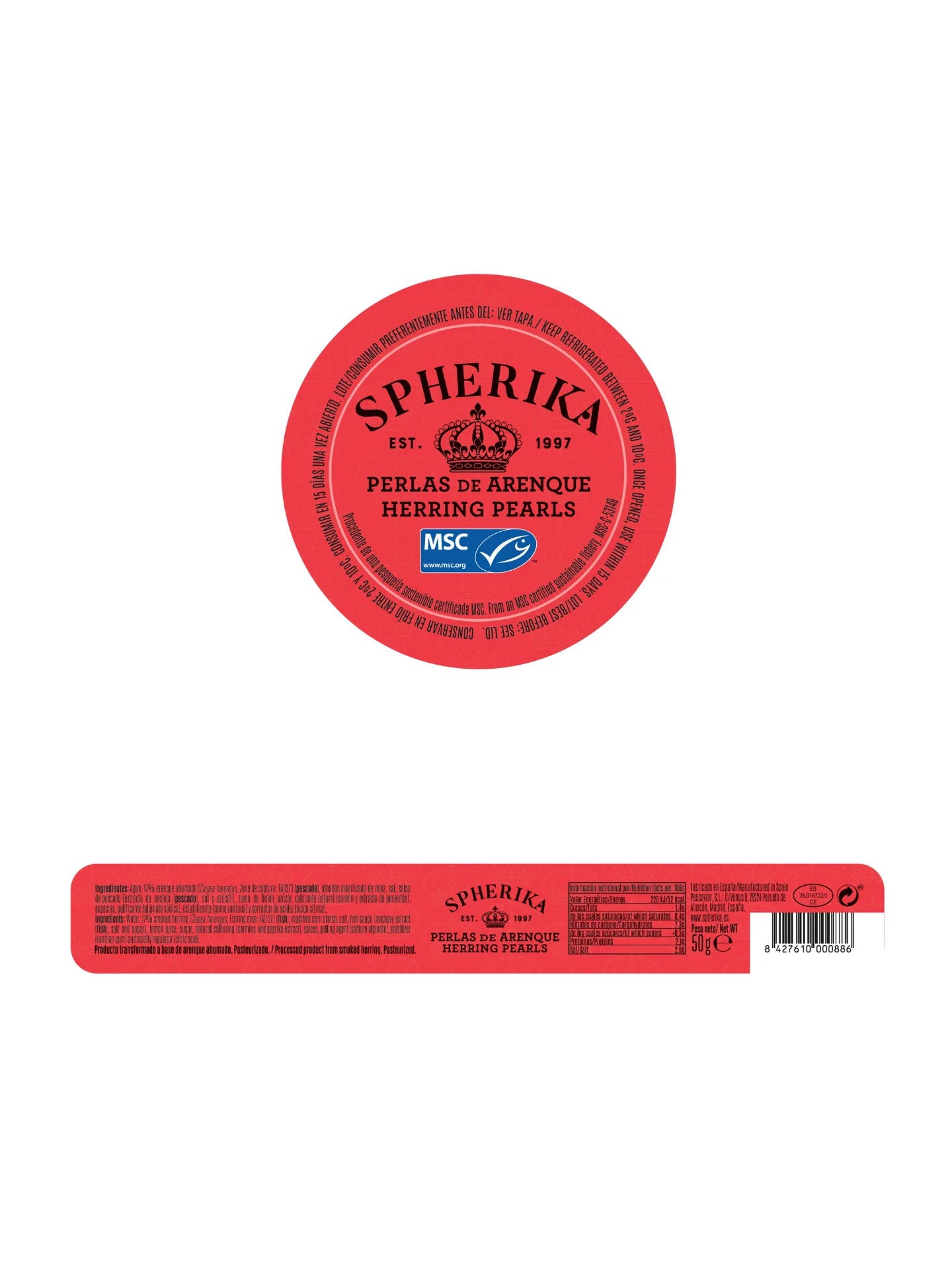 SPHERIKA, red smoked herring spheres 50g