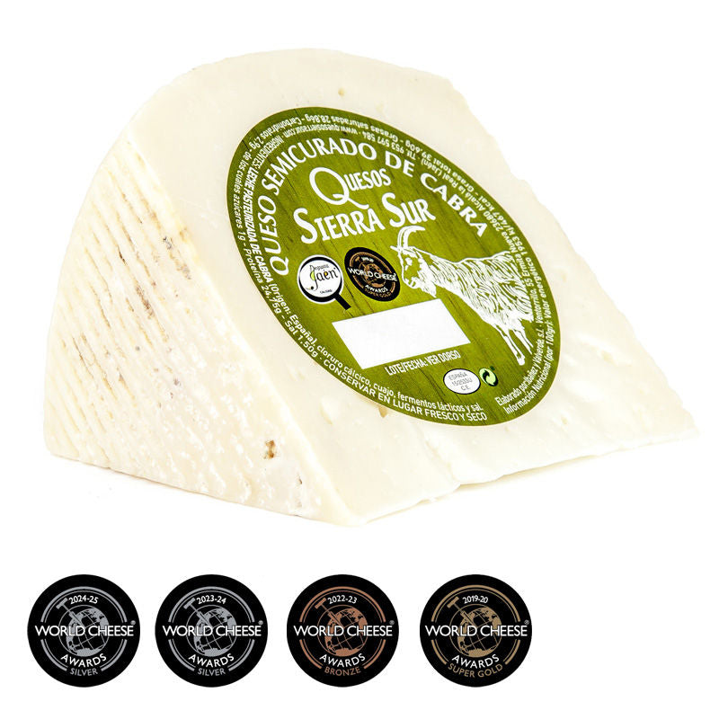 Semi-cured goat cheese wedge