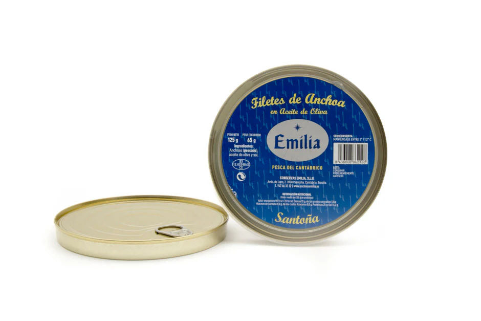 Anchovy Fillets in Olive Oil "Silver Series" - Cantabrian Fish, 125g Can.