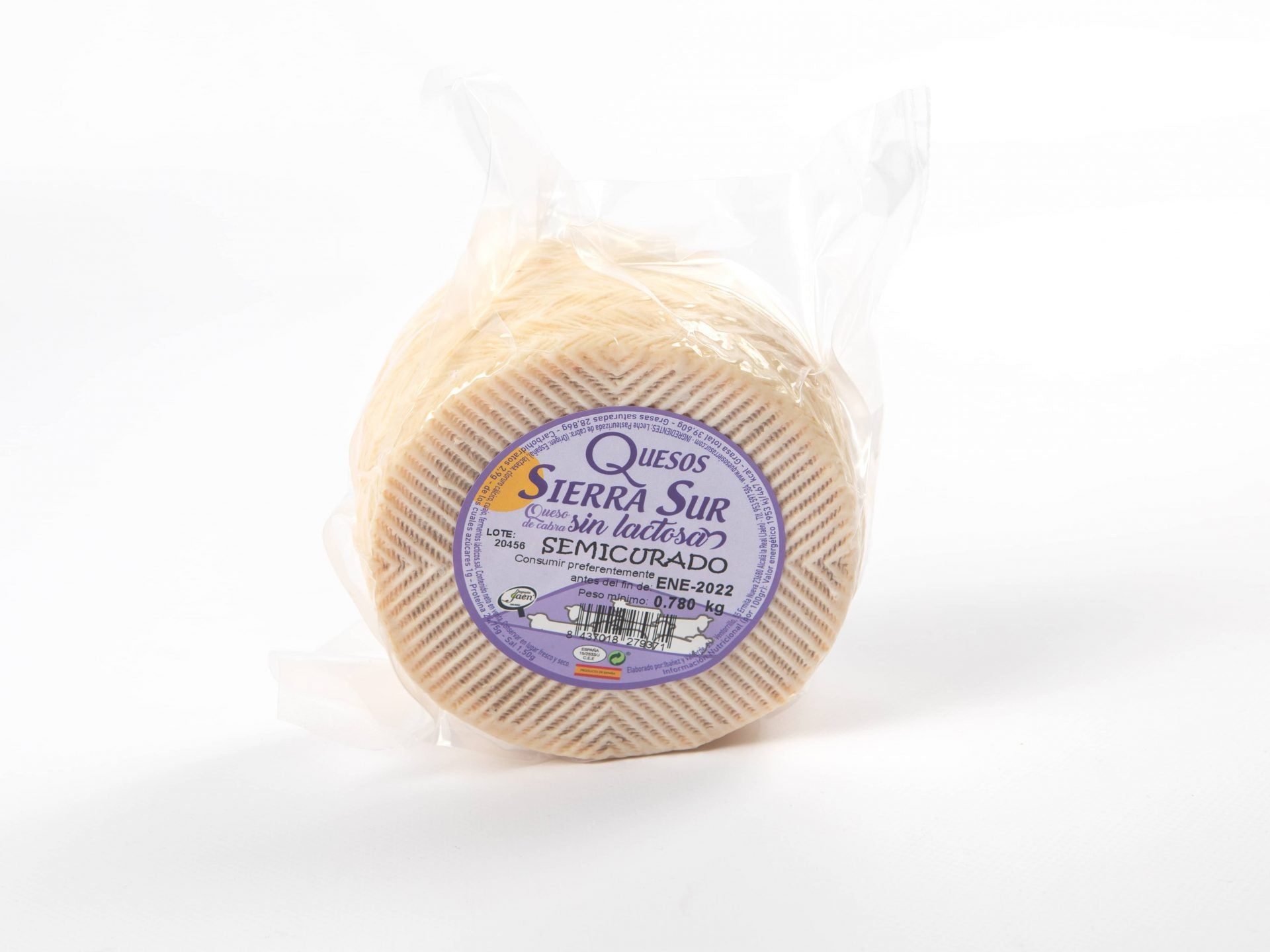 Whole lactose-free semi-cured goat cheese