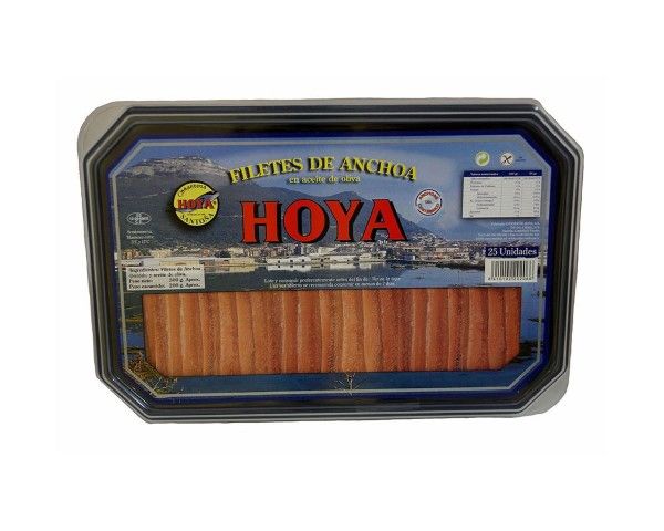 Tarra de plástico con Anchoas del Cantábrico en aceite de oliva HOYA 300g