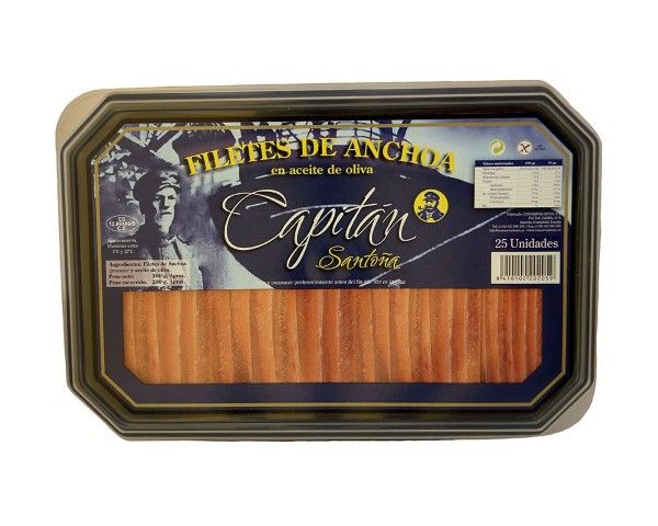 Tarra de plástico con Anchoas en aceite de oliva CAPITÁN 300g