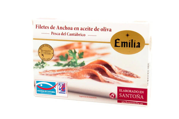 Filetes de Anchoa en Aceite de Oliva "Serie Oro" - Pescado del Cantábrico lata hansa 115gr. (10 filetes)
