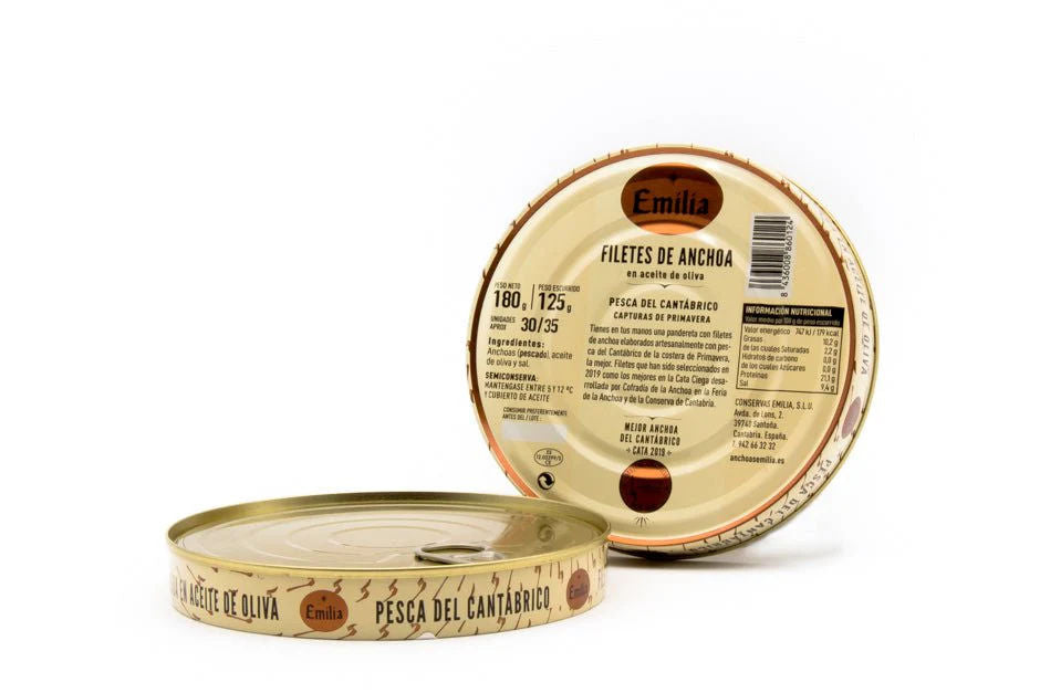 Filetes de Anchoa en Aceite de Oliva "Serie Oro" - Pescado del Cantábrico lata 180gr.