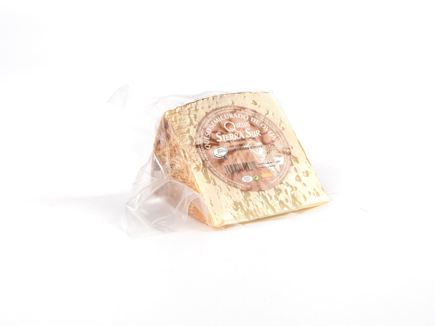 Semi-cured sheep's cheese wedge
