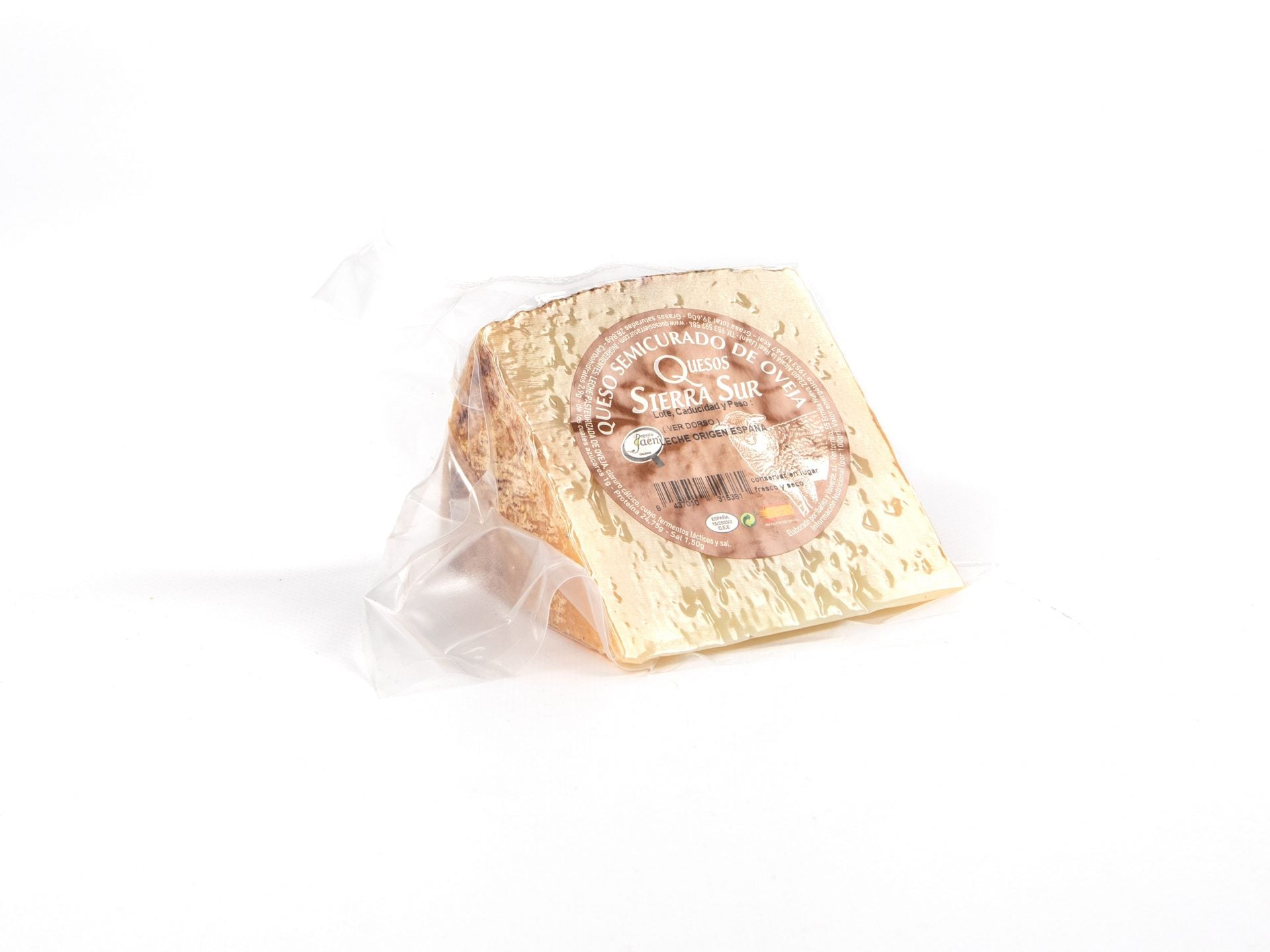 Semi-cured sheep's cheese wedge