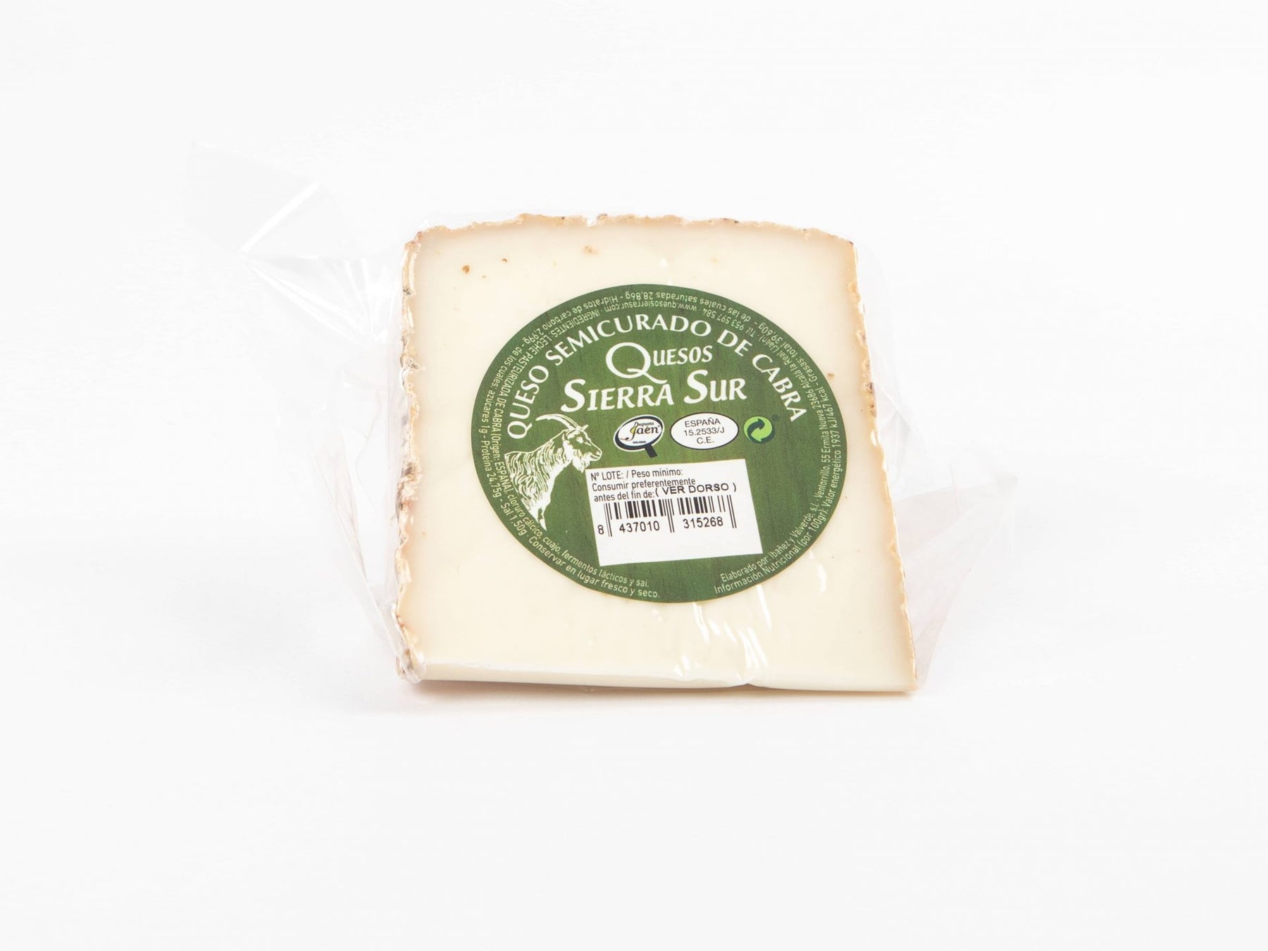 Semi-cured goat cheese wedge