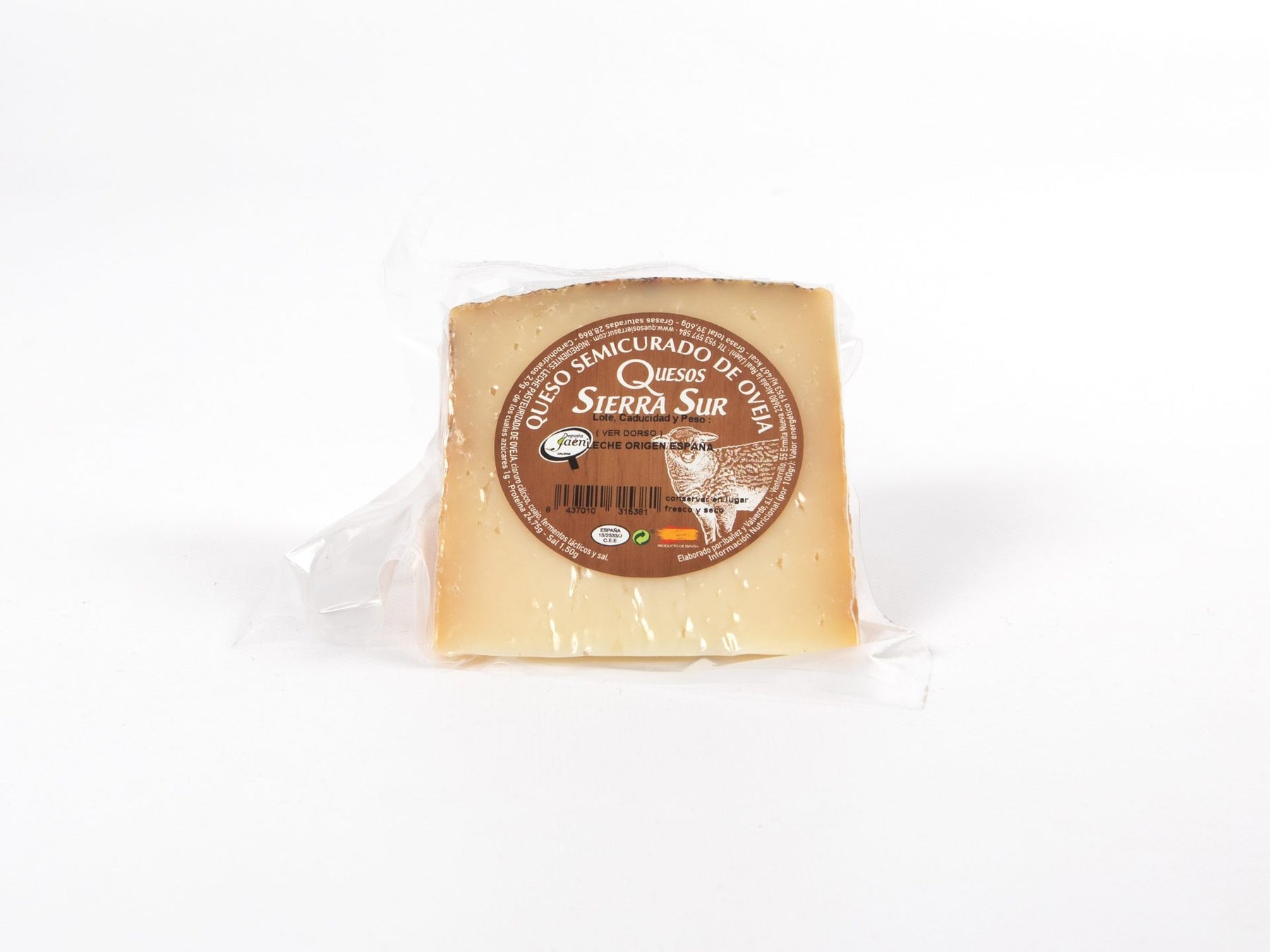 Semi-cured sheep's cheese wedge